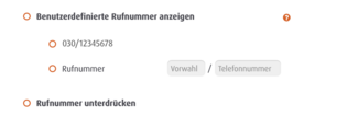 screenshot Rufnummer anzeigen/unterdrücken