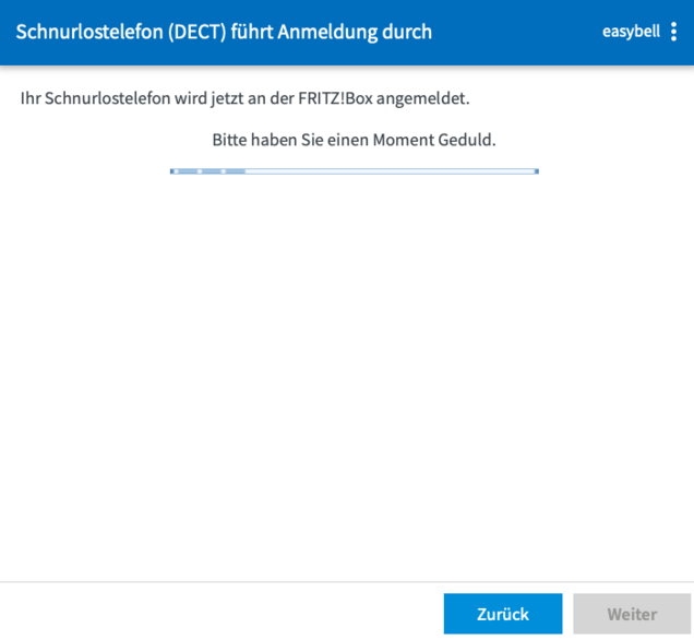 screenshot Fritz - Anmeldung Schnurlostelefon