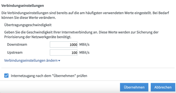 screenshot Verbindungseinstellungen