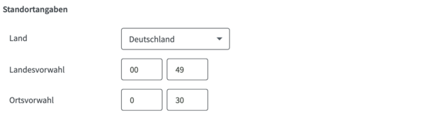 screenshot Standortangaben