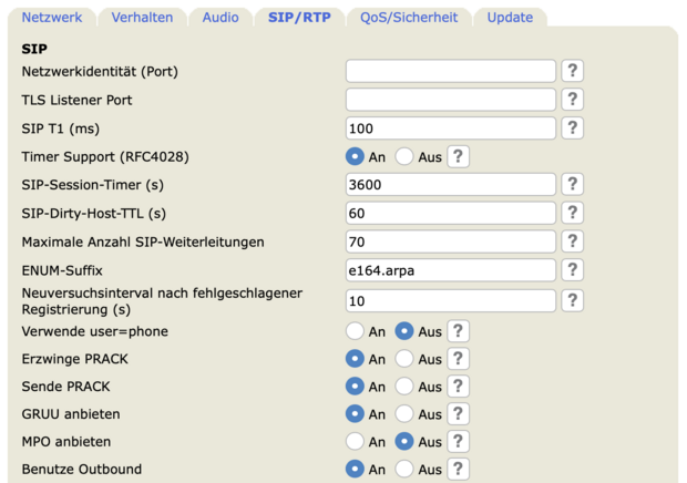 screenshot snom - erweitert SIP Trunk